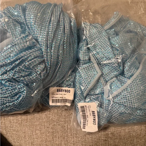 Babyboo Fashion Dazzling Strapless Blue Dress + Scarf - Picture 6 of 6